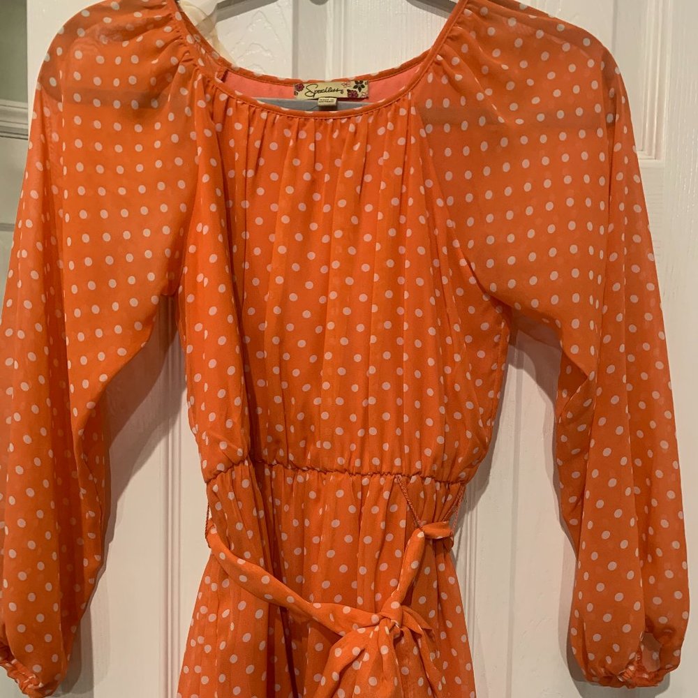Speechless, Size 16, Orange with White Polka Dots